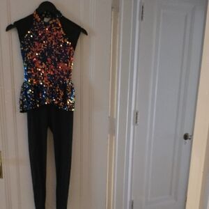 Weissman Black and Multicolor Sequin Jumpsuit
